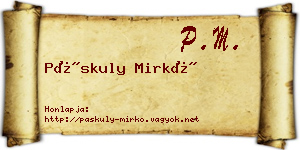 Páskuly Mirkó névjegykártya